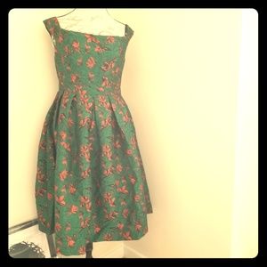 Champagne & Strawberry Brocade Embroidery Dress